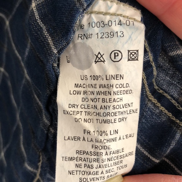 100% Linen Casual Plaid Shirt - Picture 5 of 5